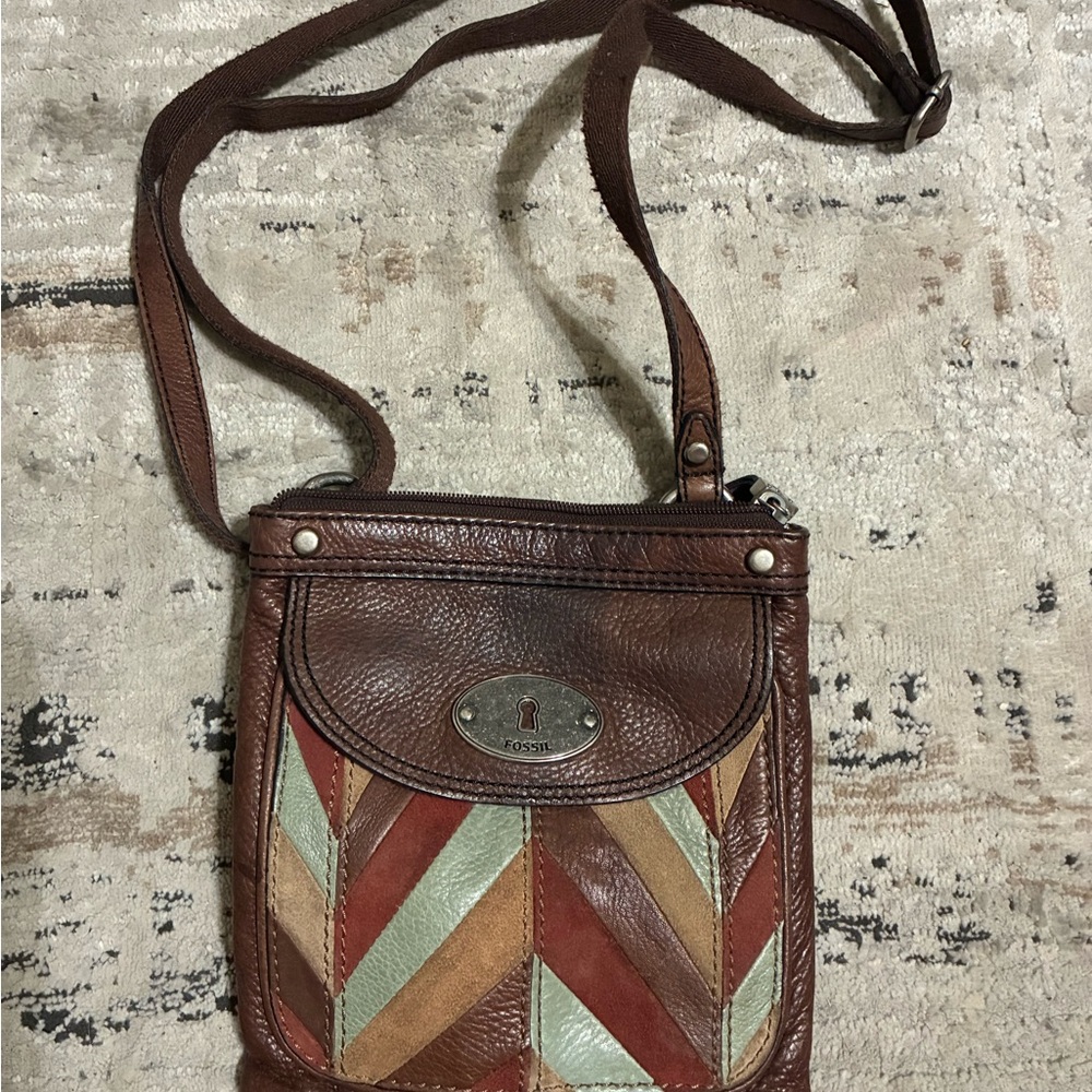 Fossil Chevron Leather Crossbody Bag